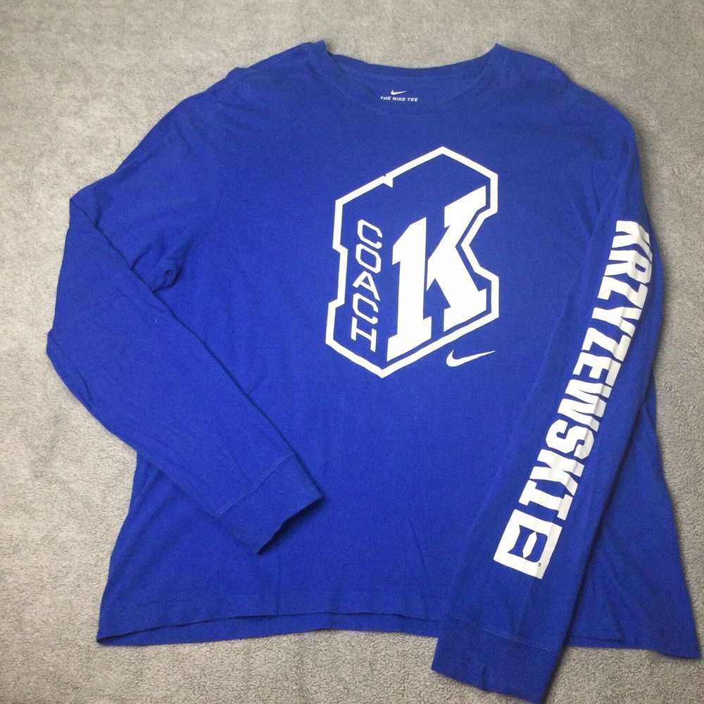 Nike Long Sleeve Shirt Coach K (Krzyzewski) Men's XL Blue & White